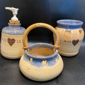 Signed Studio pottery bathroom set
